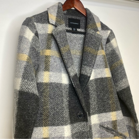 Cynthia Rowley long wool plaid jacket - Picture 4 of 12